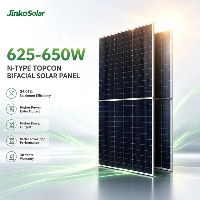 Jinko Solar Panel 650 Watt Bifacial n Type 625W 630W 635W 640W 645W tiger Neo Monocrystalline Aluminum Solar Panels for Home