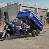 Promotion : Tricycle de fret ouvert 300CC 350CC à refroidissement par eau, 9 roues, double essieu arrière, benne hydraulique, moto tout-terrain robuste
