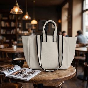 Sac fourre-tout en toile pliable avec logo personnalisé et motif de dessin animé, double poignée, sac à main sécurisé et facile d'accès pour les trajets quotidiens des femmes - Product Image 1