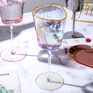 Verre à vin rouge en forme de marteau avec bordure dorée, style créatif, en verre, cristal, rose, gris, vin, <span class=keywords><strong>champagne</strong></span>, gobelet européen, offre spéciale, <span class=keywords><strong>2022</strong></span> - Product Image 5