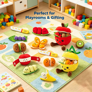 LKTOYS OEMODM Juguete de Peluche para Bebés Recién <span class=keywords><strong>Nacidos</strong></span>, Montessori, Juego de Clasificación Cognitiva de Frutas y Verduras, Juego de Juguetes de Peluche de Frutas - Product Image 4