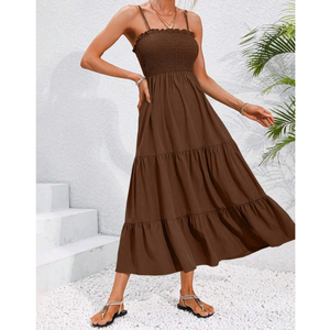 Stile <span class=keywords><strong>Hawaii</strong></span> 100% personalizzato stampato <span class=keywords><strong>Aloha</strong></span> donna Rayon lino cinturino sottile lungo Maxi abito a righe da spiaggia - Product Image 6