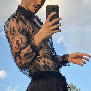 Discothèque Sexy <span class=keywords><strong>Style</strong></span> Hommes Transparent S Rt-<span class=keywords><strong>chemise</strong></span> à manches Street P to Trend <span class=keywords><strong>Chemise</strong></span> à manches longues - Product Image 4