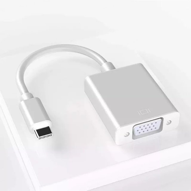 Factory OEM Aluminum Alloy Type-C VGA Adapter 1080P 4K HDTV Output PVC Jacket Braid Shielding Converter Computer Projector