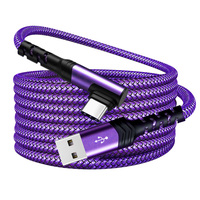 Fábrica al por mayor PVC + Nylon trenzado USB-tipo C cable de datos ángulo recto Cable de fecha para teléfono móvil
