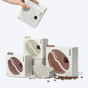 批发定制不干胶设计标志可回收咖啡糖果礼品包装盒，带撕条，用于饮料印刷