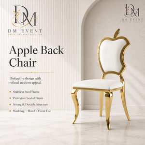 <b>Gold</b> Apple Shape Open Back Stainless Steel Event <b>Chair</b> with White Cushion for Wedding and Hotel Banquets Wholesale Seating - Product Image 2