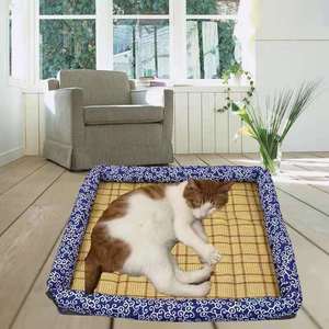 Dog <b>Cooling</b> <b>Mat</b> Rectangle Blue Floral Pattern Double Sided <b>Pet</b> Bed Summer <b>Cooling</b> Pad For Dogs Size S M L - Product Image 1