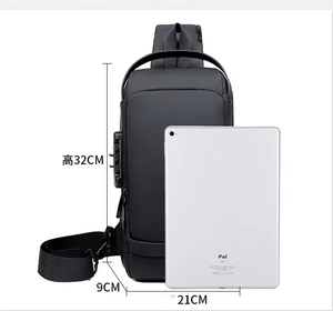<span class=keywords><strong>Sac</strong></span> Poitrine <span class=keywords><strong>Bandoulière</strong></span> Étanche de Haute Qualité avec Port USB et <span class=keywords><strong>Antivol</strong></span>, pour Hommes, en Nylon, Type Banane - Product Image 5