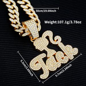Colgante Personalizado de Letras <span class=keywords><strong>Mayúsculas</strong></span> y <span class=keywords><strong>Minúsculas</strong></span> con Botones, Joyería Hip Hop Creativa con Doble Circonita y Cadena de Cuerda - Product Image 1