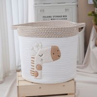 Panier de rangement en corde de coton brodée et moelleuse, idéal pour la chambre, le panier à linge, le bureau, l'entrée, et pour ranger les jouets et