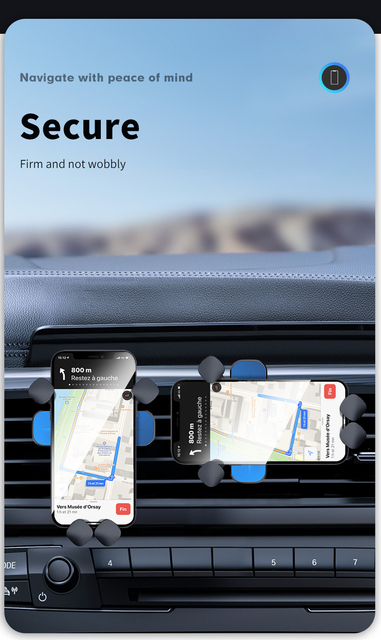 OGHKO Portable Car Mount Phone Holder Aluminum Alloy ABS Material Small Gravity Clamping 4.7-6.7" Screen Anti-Corrosion Easy