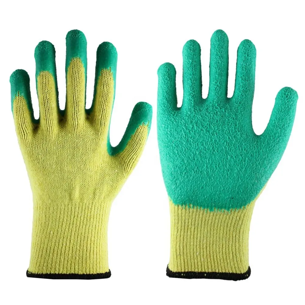 Guantes de construcción de calibre 10 guantes protectores recubiertos de látex verde guantes de goma de seguridad trabajo