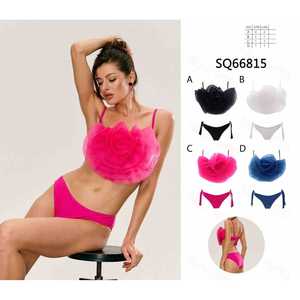 Costume da bagno bikini sexy da donna a due pezzi, top imbottito con allacciatura al collo e slip a vita alta con laccetti laterali, all'ingrosso 66815 - Product Image 1