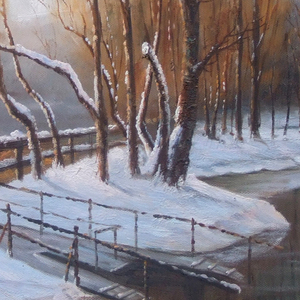 Opere d'arte di neve invernale di alta qualità immagini naturali pittura a olio fatta a mano su tela - Product Image 5