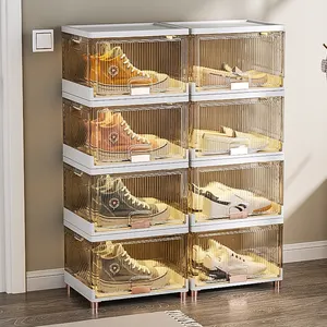 Zapatero Plegable De Plastico Multifunction Dustproof Shoes Box Storage Folding Foldable Plastic Shoe Cabinet Organizer