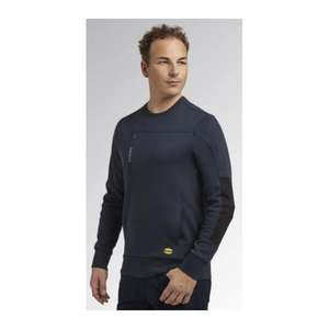 DIADORA UTILITY - 702.178756-60062/L Light interlock <b>crew</b>-<b>neck</b> classic navy <b>sweatshirt</b> with <b>black</b> side inserts on the sleeves - Product Image 2