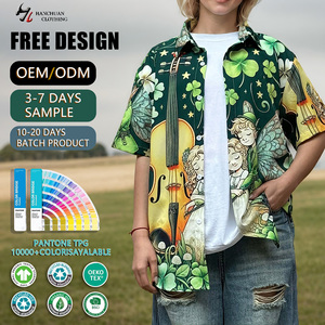 Bán Chạy Nhất St. Patrick Của Ngày Tùy Chỉnh Người Đàn Ông Của Hawaii Áo Sơ Mi Lỏng Ngắn Tay Áo Hoa Hàng Đầu Mùa Hè Giản Dị In - Product Image 1