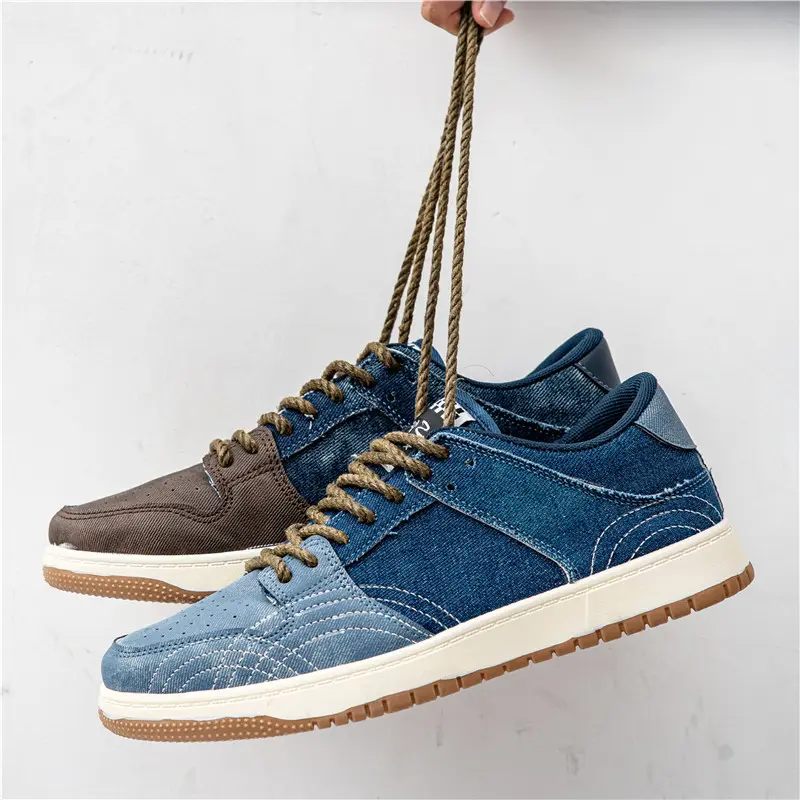 Custom canvas shoes jean upper sneaker breathable denim color custom boy shoes high quality OEM men casual shoes