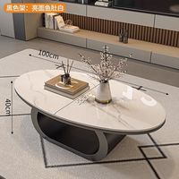 Ovaler Gesinterter Stein-Couchtisch, Moderner Luxus-Tisch für Kleine Wohnzimmer, Apartments und Wohnräume