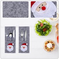 Porte-couverts de Noël en feutre, pochettes pour couteaux, cuillères et fourchettes, décoration de table de Noël