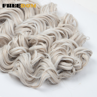 Extensions de tresses au crochet en fibre synthétique haute température, ondulées profondes, torsadées et bouclées, teintes, 24 pouces, 300g, Marron Arc-en-ciel