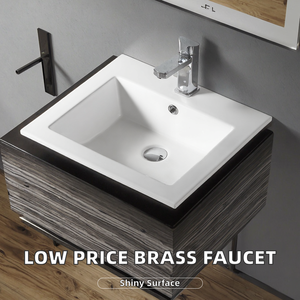 Lavabo de salle de bain en céramique rectangulaire semi-encastré moderne à bord ultra-fin - Product Image 2