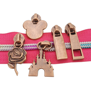 Thân Thiện Với Môi Tùy Chỉnh Đồng Đỏ Kim Loại #<span class=keywords><strong>5</strong></span> <span class=keywords><strong>Zipper</strong></span> Slider Và Puller Cho Nylon Zippers - Product Image 1