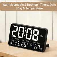 BSCI Factory Multifunctionele LED bureau wekker met temperatuur- en vochtigheidsweergave, weekkalender, afstandsbediening en regelbare helderheid