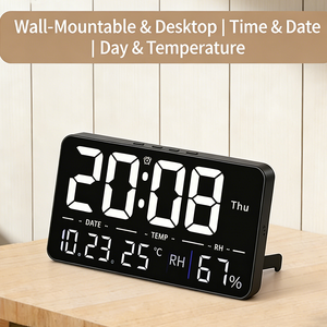 Reloj <span class=keywords><strong>Despertador</strong></span> LED Multifuncional de Fábrica BSCI con Pantalla de Temperatura y Humedad, Calendario Semanal, Control Remoto y Brillo Ajustable - Product Image 6