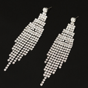 Boucles d'oreilles pendantes élégantes en cristal et strass, style japonais et coréen, pour femme, bijoux tendance plaqués argent - Product Image 2