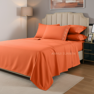 Juego de Sábanas de Microfibra Ecológica Tejida de Estilo Americano, Tamaño Queen y King, 6 Piezas, con Bolsillo Extra Profundo, para Hotel, Venta al Por Mayor Personalizada - Product Image 1