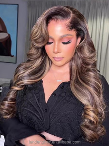 P4/27突出金发天然拉各斯发际线侧部分体波13x6无胶高清蕾丝正面假发黑色女性人发 - Product Image 4