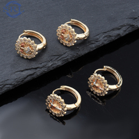 Pendientes de girasol con microincrustaciones de circonita, exquisito diseño de molino de viento con forma de estrella, chapados en oro de 18K, estilo hip hop con personalidad, tipo huggie.