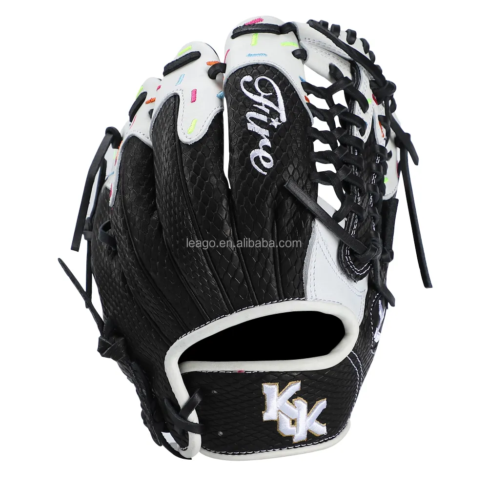 Neues Design weiße und schwarze Baseballhandschuhe professionelle Leder-Baseballhandschuhe individuelle Baseballhandschuhe