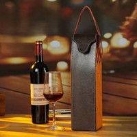 Boîte à vin en cuir PU personnalisée, sac de transport de luxe pour une ou deux bouteilles de champagne, housse de protection, sac cadeau avec velcro