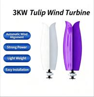 Énergie renouvelable, éolienne à axe vertical de type tulipe 3KW 24V, générateur éolien à faible bruit pour éclairage public et maison