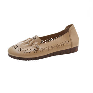 Sandalias de mujer verano 2025, zapatos con cordón de diseñador para mujer, mocasines de cuero con recortes de flores, zapatillas de ballet con punta redonda para mujer - Product Image 6