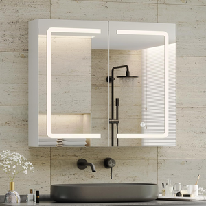 <span class=keywords><strong>Armoire</strong></span> <span class=keywords><strong>à</strong></span> <span class=keywords><strong>pharmacie</strong></span> de salle de bain <span class=keywords><strong>à</strong></span> lumière LED <span class=keywords><strong>à</strong></span> double porte avec miroir - Product Image 2