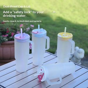 Gobelet en plastique de 40 oz avec poignée et paille, grande capacité, gobelet de voiture givré, tasse de voyage réutilisable, articles de boisson personnalisables avec logo, vente en gros - Product Image 2