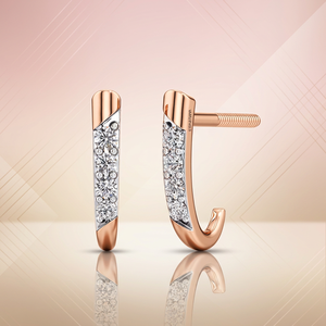 Boucles d'oreilles clous élégantes en diamant de laboratoire linéaire pour femme, design contemporain bicolore, or 10K 14K 18K et argent 925 935, bijou raffiné - Product Image 3