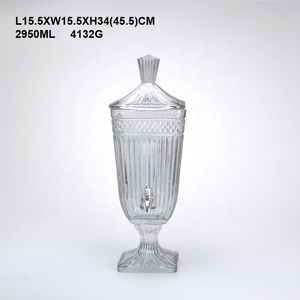 Distributeur de boissons en verre carré <span class=keywords><strong>Yorkshire</strong></span> en vente flash, bocal en verre avec robinet en métal pour limonade et jus - Product Image 3