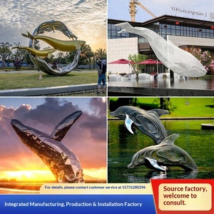 Sculpture de baleine moderne personnalisée en acier inoxydable Hebei, ajourée et lumineuse, grande pièce décorative pour extérieur - Product Image 4