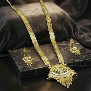 Venta al por mayor de joyería de moda: Collares chapados en oro de 14K, 18K, 24K, diseño tradicional, conjunto de joyería larga, joyería de latón, Oro Joyería - Product Image 3