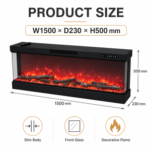 <span class=keywords><strong>Chimenea</strong></span> Eléctrica Empotrada en la Pared con Pantalla LCD y Lecho de Llama de Cristal de Colores - Product Image 3