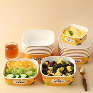 Couvercle carré en papier kraft jetable personnalisé grande capacité pour salades, sushis, snacks, commerces alimentaires, hôtels, fêtes - Product Image 1