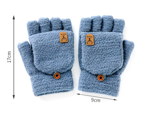 Guantes de punto personalizados, suaves y afelpados, diseño de invierno, convertibles en mitones, para viaje, cálidos, con tapa abatible, sin dedos, para hombre - Product Image 2