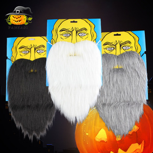 Barba de Halloween Larga en Forma de Corazón, Gris, Blanca y Negra, de Poliéster, Accesorio de Disfraz Unisex - Product Image 1
