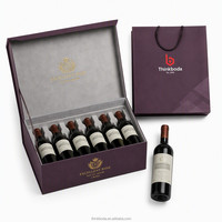 Boîte cadeau personnalisée pour 6 bouteilles de vin avec logo, boîte en carton de présentation de luxe de couleur violette pour ensemble cadeau de marque de cave à vin, vente en gros