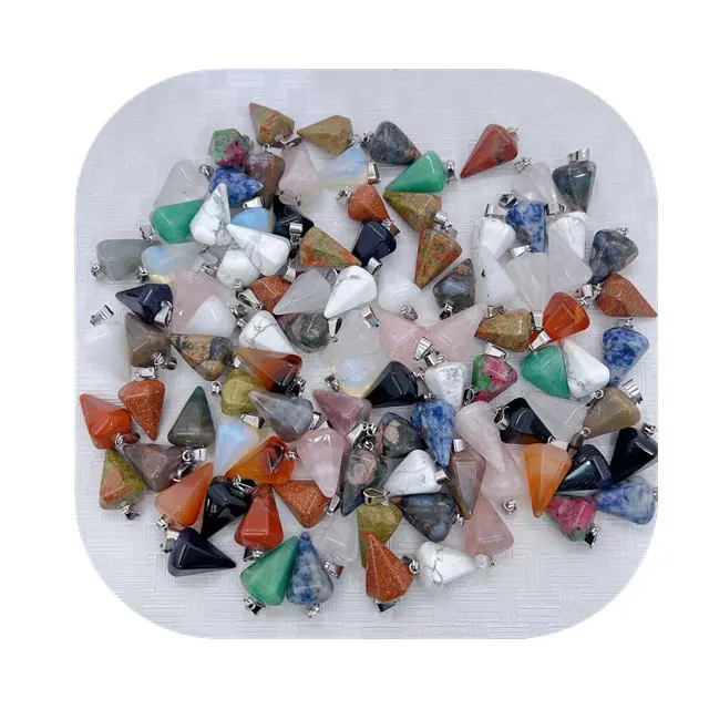 Perhiasan mode batu permata natur carv kristal persahabatan spiritual kerajinan Pendulum campuran bandul Kristal quartz untuk dijual